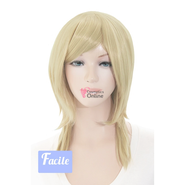 Peruca din fibra sintetica cu par de 35 cm drept Blond Deschis Ash 703588